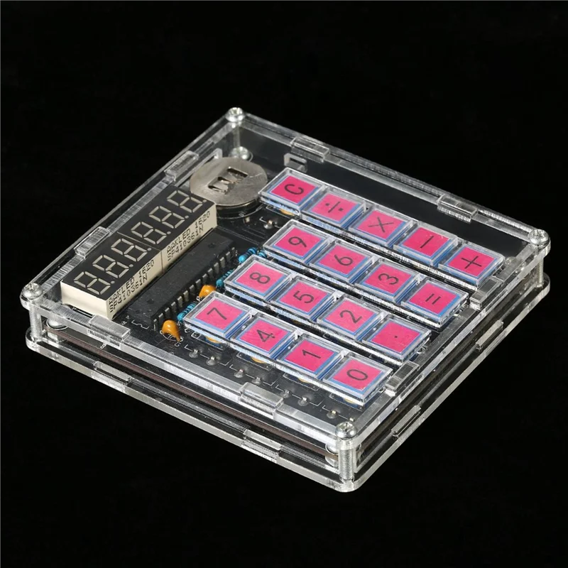 DIY Calculator Kit Digital Tube Calculator Built in CR2032 Button Cell with Transparent Case Calculator