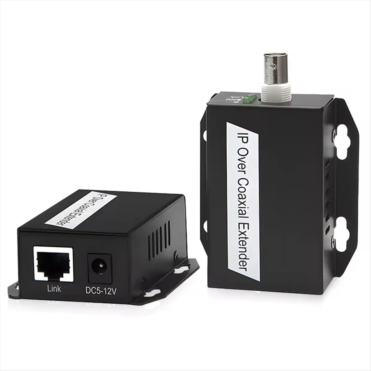 Фото (N11R) Комплект для передачи Ethernet/IP-сигнала по коаксиальному кабелю (EoC) на 1 пару, удлинитель HD-сети, коаксиальный кабельный удлинитель, вилка стандарта США №2