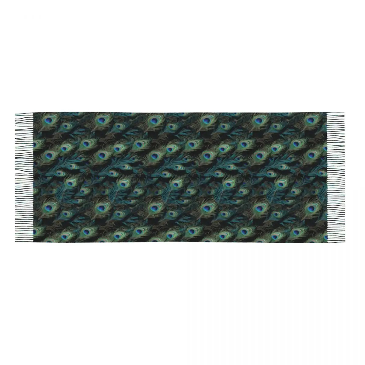 Peacock Feathers Scarf Wrap Women Long Winter Warm Tassel Shawl Unisex Scarves