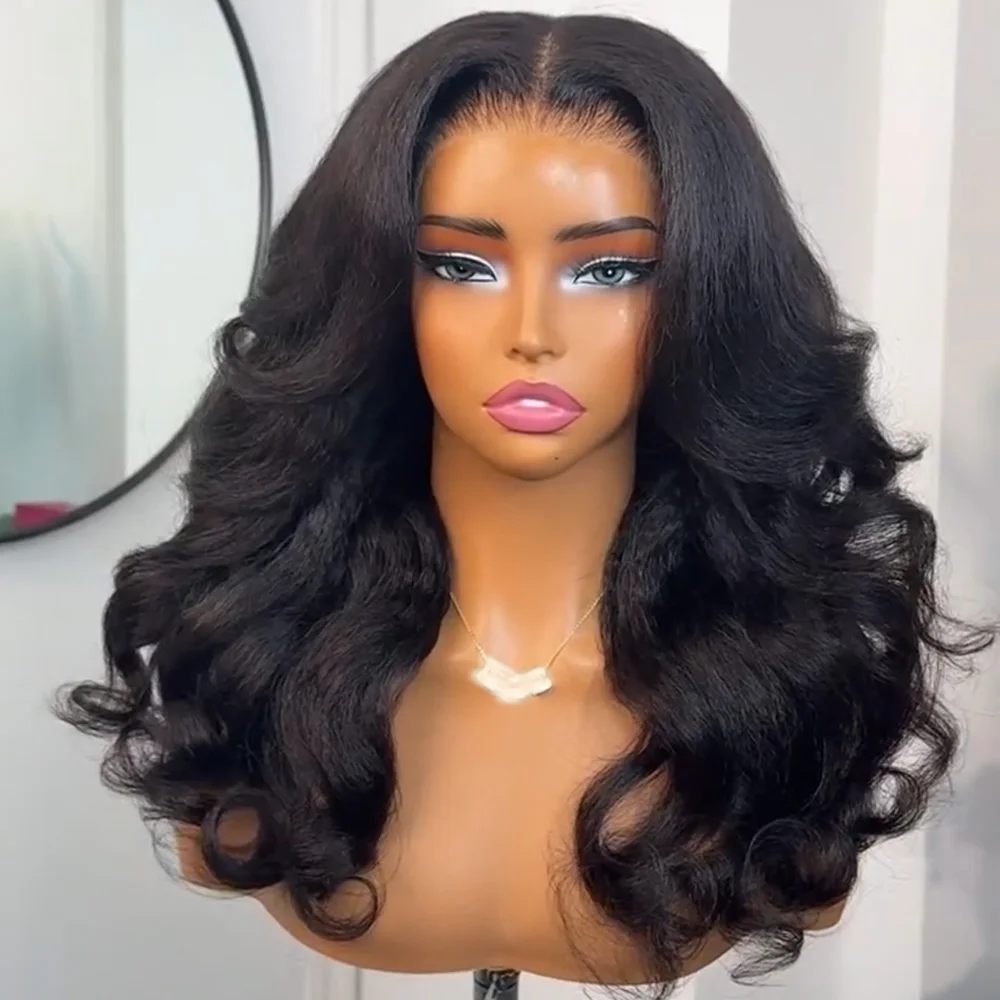 Фото Парик Body Wave 300 400 Density, 13x4 HD Lace Front, из натуральных волос, 16-36 дюймов, предварительно прорезанный, прямой, без клея, готовый к носке №3