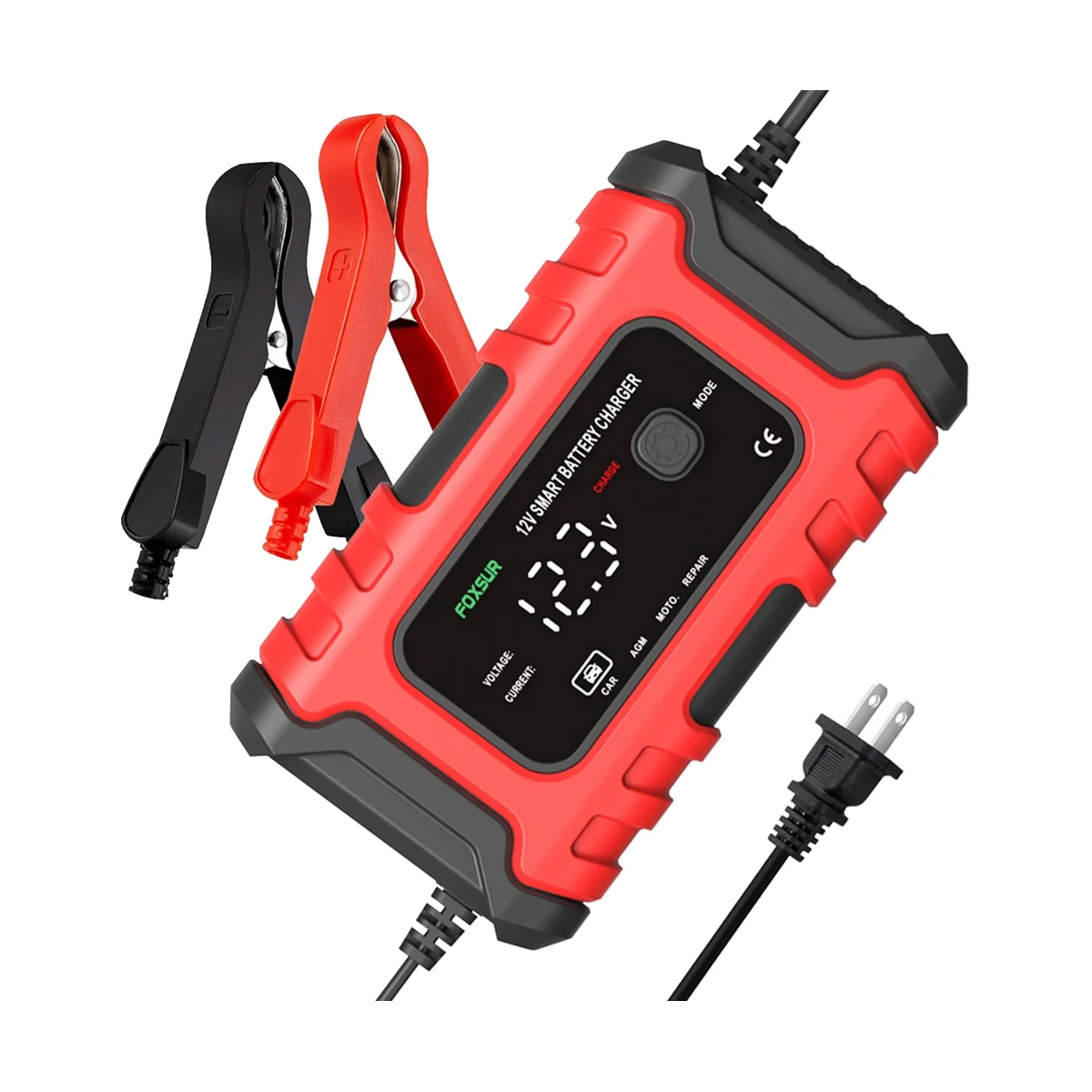 

FOXSUR Car Battery Charger 12V 6A for Automotive Electric Motorcycle Truck Car Battery Charger Repair Desulfator-US Plug