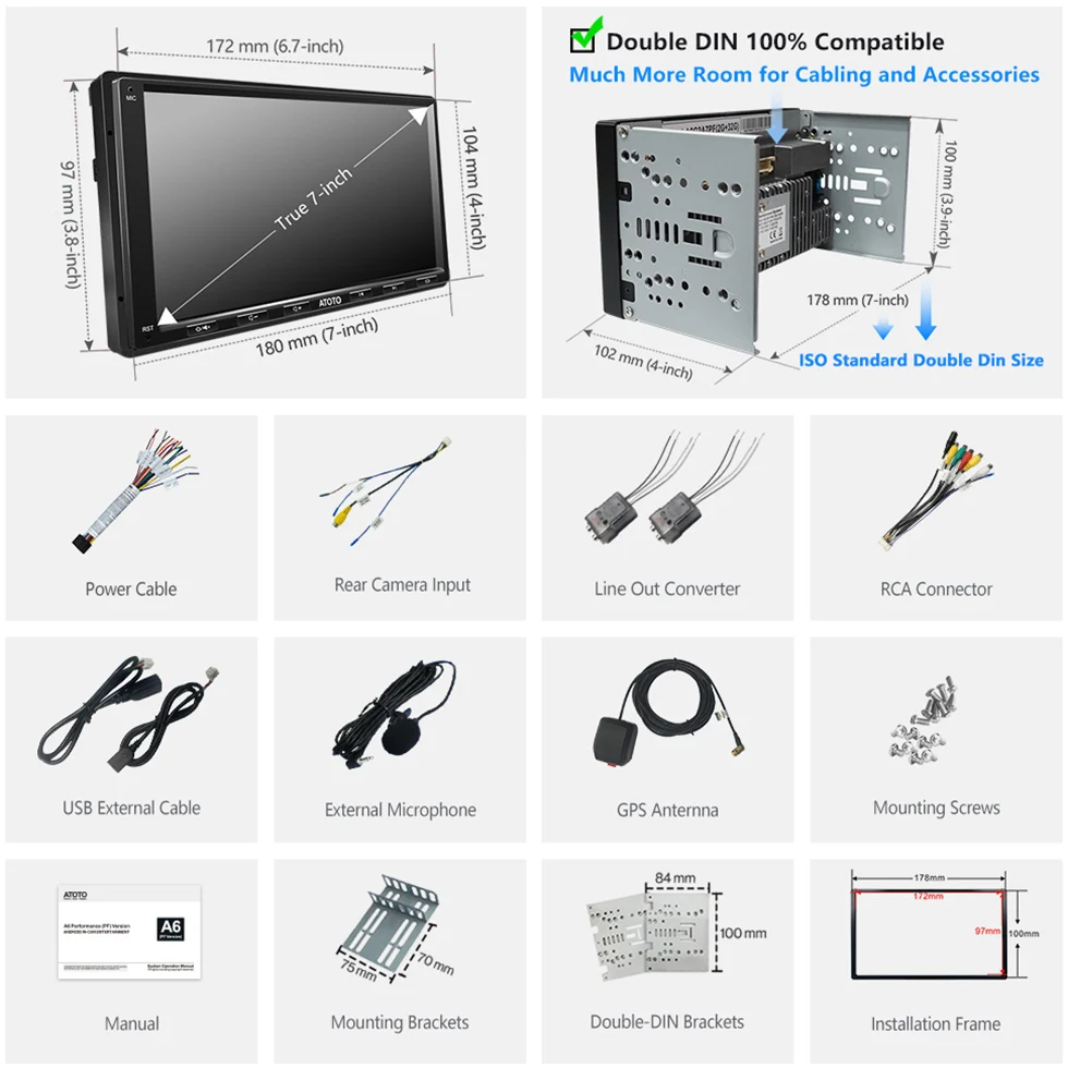 Мультимедийная магнитола ATOTO A6PF стерео-система на Android с 7 &quotэкраном GPS Wi-Fi