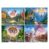 cross stitch kits diy landscape ecological cotton thread 14ct unprinted embroidery needlework wolves 12