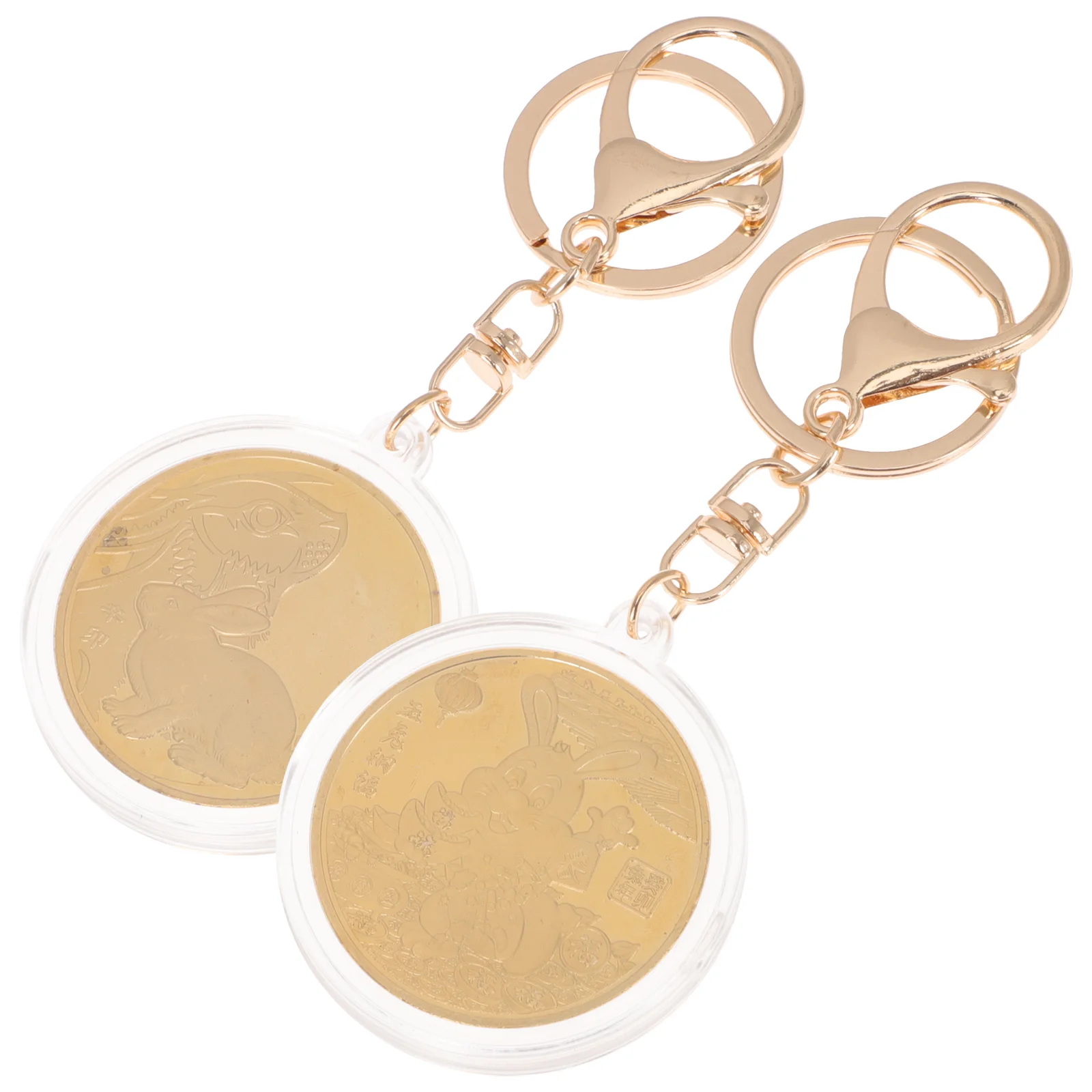 

2pcs 2023-year Rabbit Keychains Rabbit Pendants Charms Statue Figurine Keyring for Keys Bags Ornament