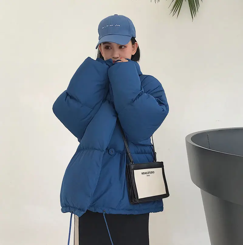 Women Puffy Cotton Coat Loose Red Parkas Korean Winter Warm Padded Jacket Fashion Woman 2022 Short Bread Overcoat Mujer Chaqueta