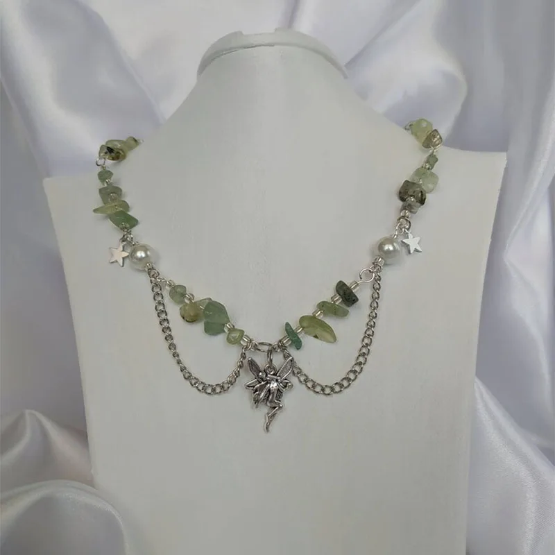 

Кристально чистое кварцевое сказочное ожерелье с бабочкой и сердцами дизайн Лолита мягкое y2k гранж wicca ковеном энергия ювелирные изделия ...