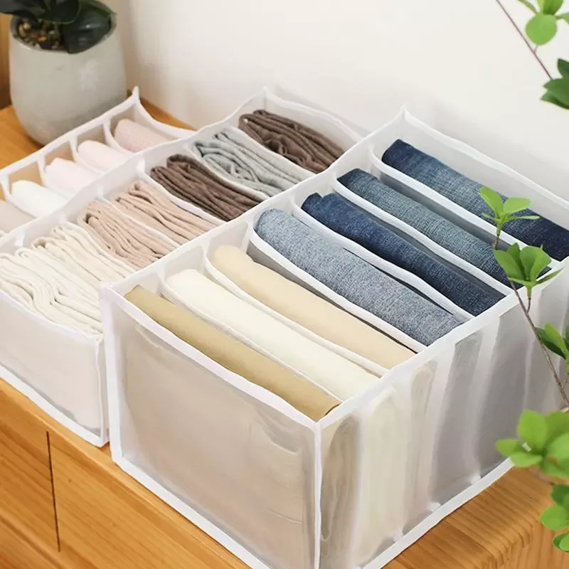 

Closet Storage Organizers For Clothes Jeans Compartment Storage Items Bags Boxes Case Wardrobe Organizer Pants Drawer Divider