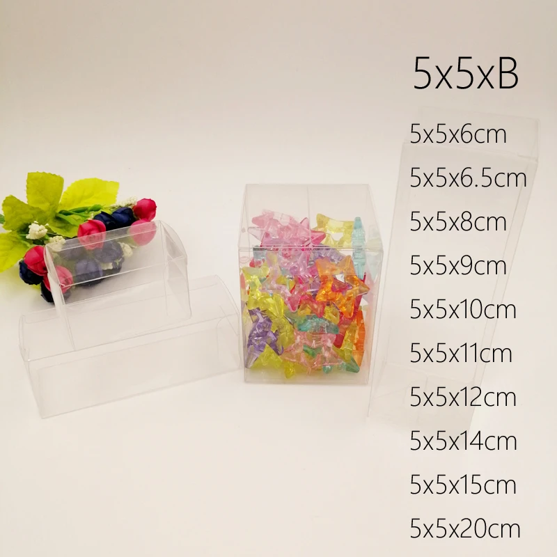 Прозрачная пластиковая коробка для хранения конфет, 50 шт., 5x5x B, стандартная коробка, упаковка, рождественские подарочные коробки для ювелирных изделий, коробки для хранения