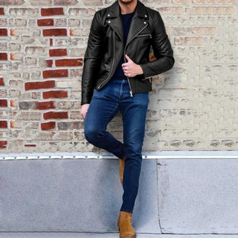 Куртка-бомбер мужская из натуральной овечьей кожи весна 2022 | Мужская одежда