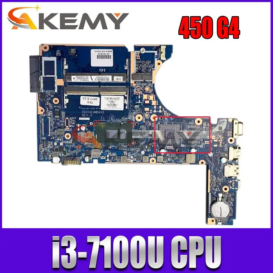 

Материнская плата для ноутбука HP Probook 450 G4 DDR4 907702-001 907702-601 907702-501 DA0X83MB6H0 w/ i3-7100U CPU