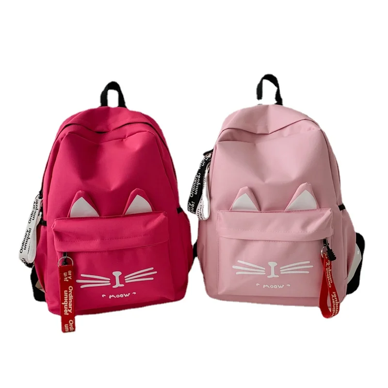 

Корейский рюкзак для девочек, школьный рюкзак для младшей и старшей школы, сумка для учебников, холщовый рюкзак с милым мультяшным котом, ка...