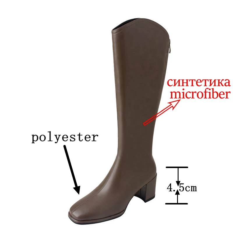 Krazing Pot/Новые эластичные длинные сапоги из микрофибры с круглым носком на среднем