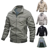 washed cotton jacket mens new pure color casual coat mens top