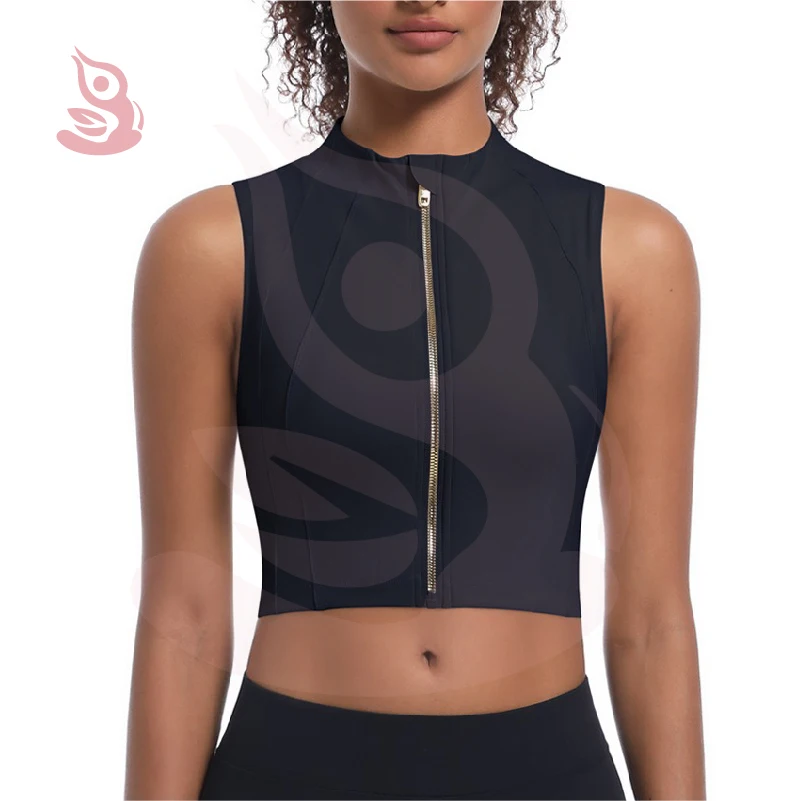 Летний спортивный бюстгальтер новый двухслойный кардиган без рукавов на молнии