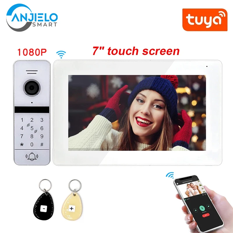 Enlarge WIFI Video Intercom 1080P HD Outdoor Doorbell 7-inch Monitor Motion Detection 2 Way Talk Support Tuya Smart App Remote Control