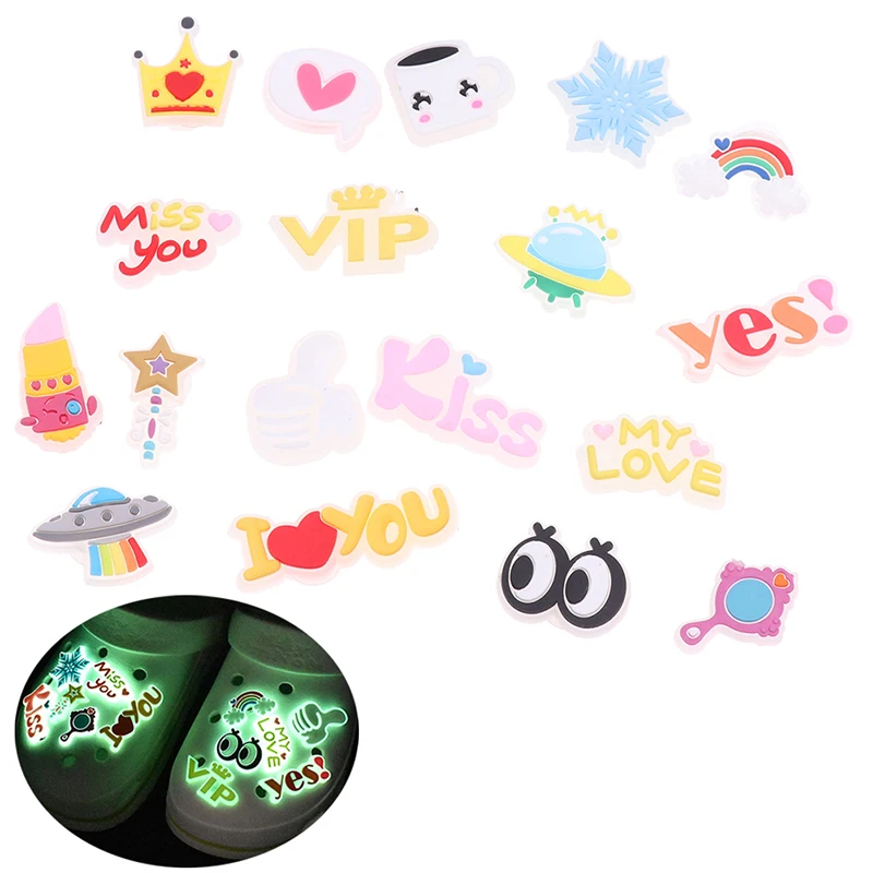 

1Pcs Luminous Cartoon Pattern PVC Shoe Buckle Shoe Decoration Wristband Bracelet Accessories Shoe Flower Soft Rubber Shoe Flower