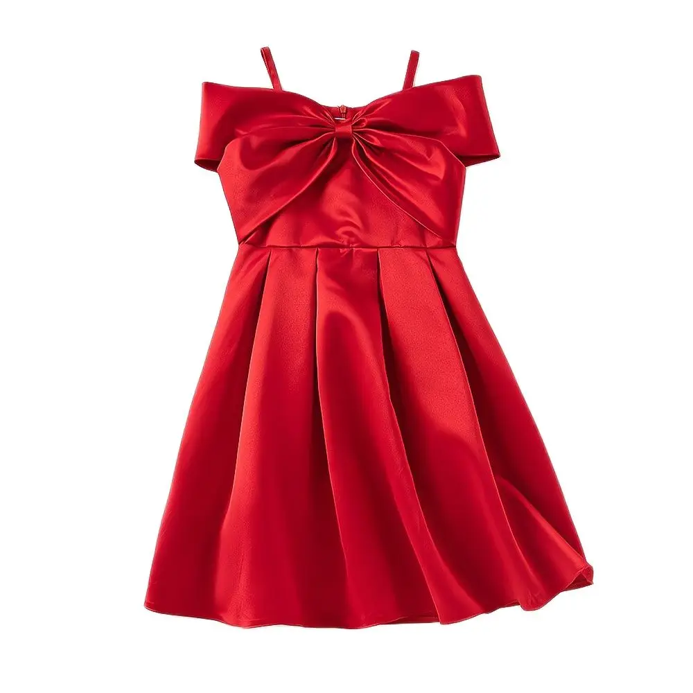 

Teenage Girls Formal Party Dresses Summer Young Children Kids Solid Strap Princess Costumes Dresses Teen Prom Wedding Outfits 14