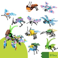 10 kinds insect series animal building blocks wrap mantis classic city creative brick educational toys for children gift
