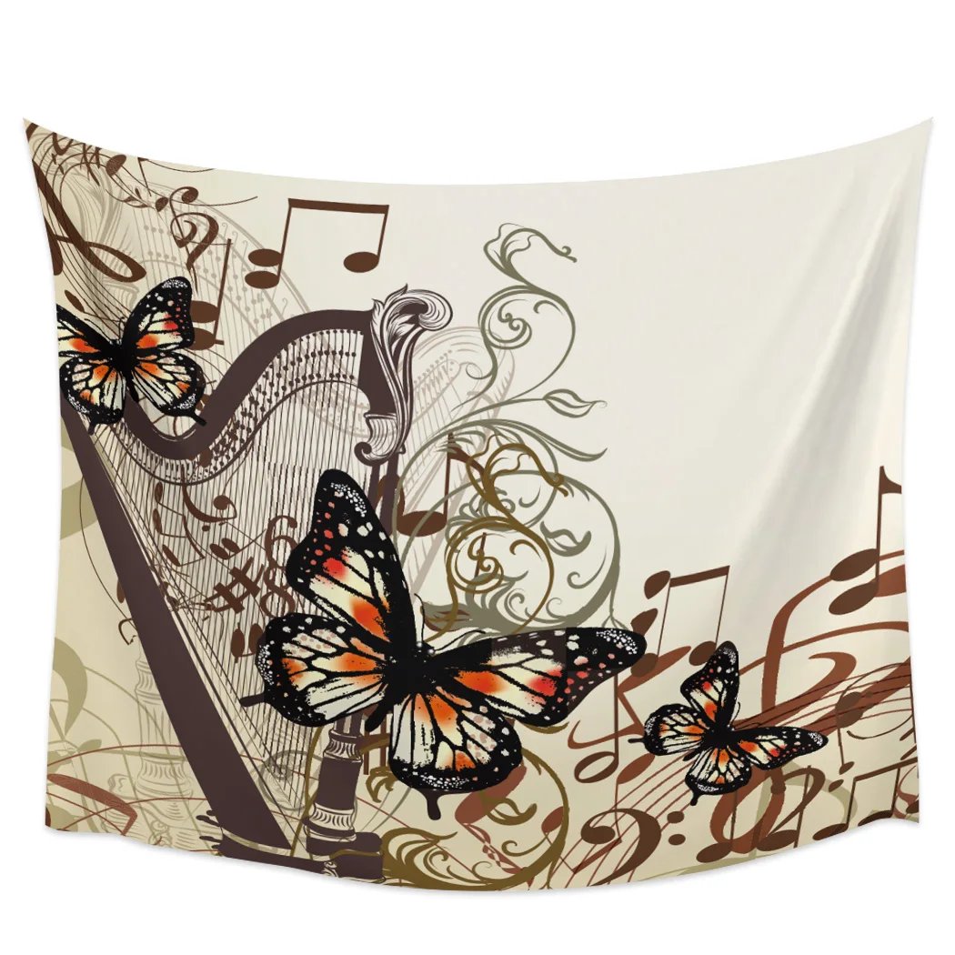 

Music Notes Butterfly Blackout Curtains Table Runner Bathroom Set Blanket Tapestry