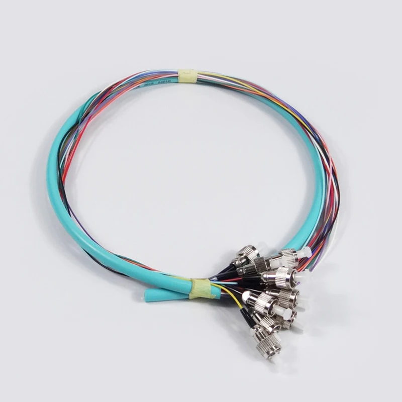 10PCS/LOT Pigtail 12 Cores Fiber Optics Patch Cord OM3 Multimode 0.9MM 50/125 Jumper SC/FC/ST/LC Leather Cable 1.5Metres