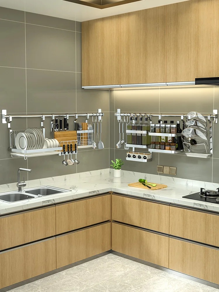 Настенный кухонный стеллаж для хранения из нержавеющей стали 304 простая