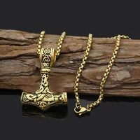 viking stainless steel thors hammer necklace retro thors hammer amulet accessories not allergic not fading