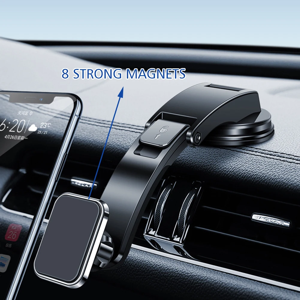 

Black/Silver Magnetic Phone Bracket With Sucker Anti-Shake Multifuntional Phone Stand Car Auto Supplies