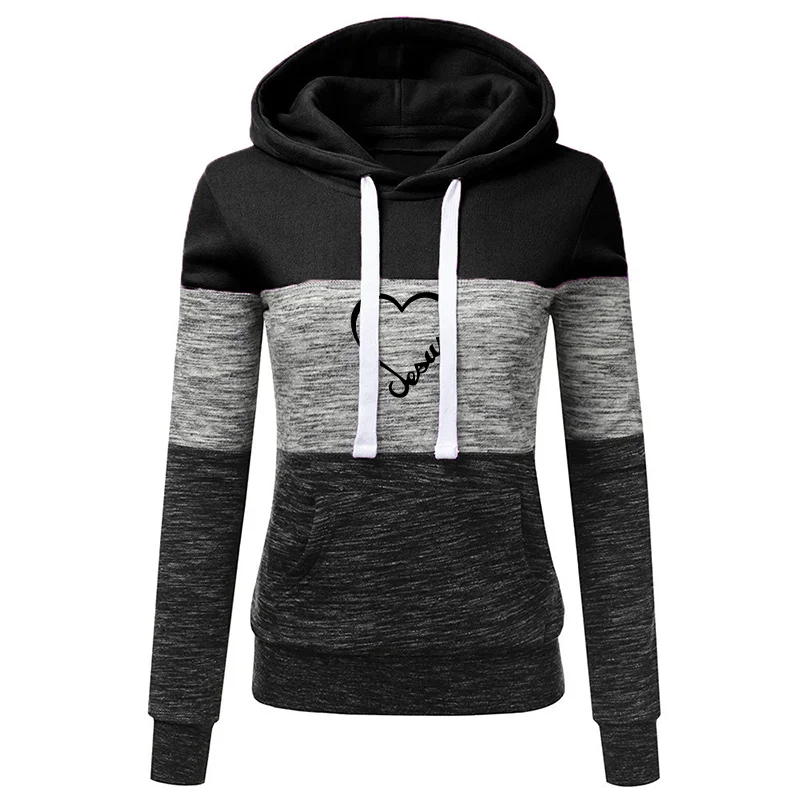 

2022 Women's Long Sleeved Printed Casual Sportswear Pullover Hoodie Fashion Splicing Casual Women's Sportswear