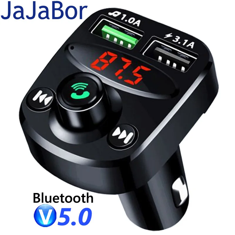 

JaJaBor FM Transmitter Stereo Car MP3 Player 3.1A Dual USB Car Charger Handsfree Bluetooth-compatible Car Kit FM Modulator