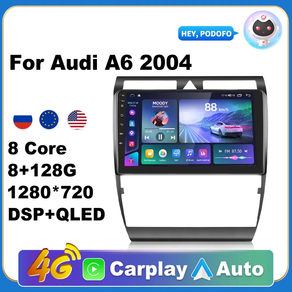 

Android Carplay Car Radio For Audi A6 2004 2din Android Auto 4G Multimedia GPS Autoradio DSP AI Voice
