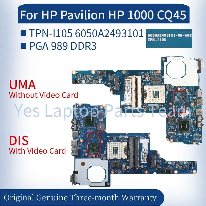 TPN-I105 6050A2493101 для HP Pavilion HP 1000 CQ45 материнская плата для ноутбука 685108-001 685783-001 SJTNV SLJ8F DDR3 Материнская плата для ноутбука