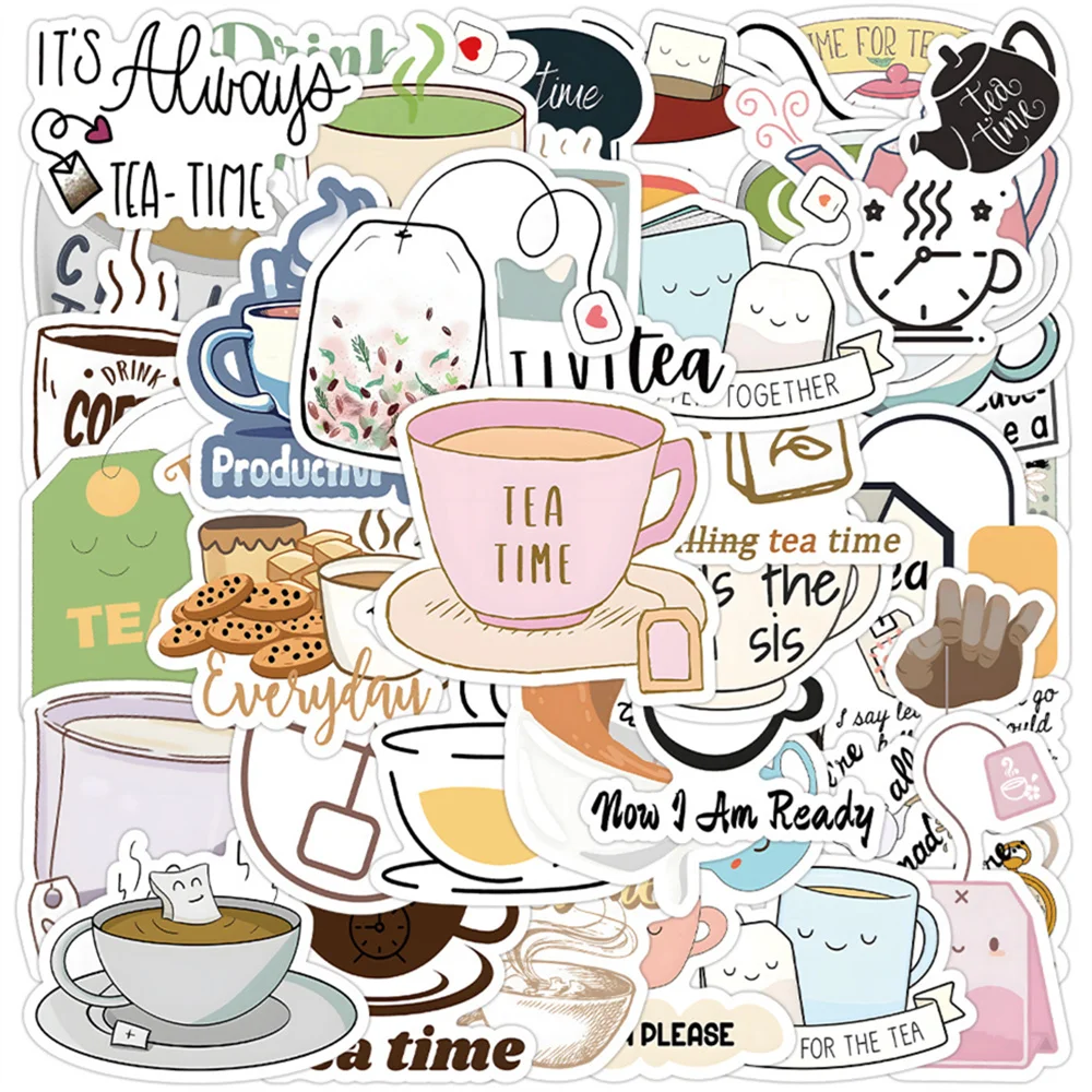 

10/30/50PCS New DIY Tea Time Stickers Cartoon Creative Anime Kids Computer Desk Luggage Car Bed Decoration Waterproof Wholesale