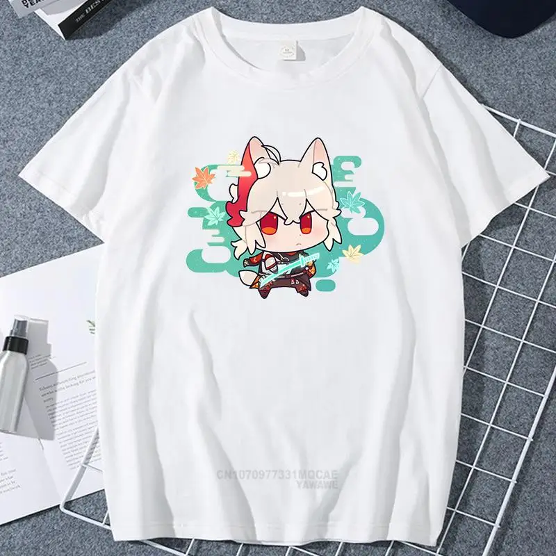 Футболка Game Genshin Impact Kawaii топы с мультяшными персонажами модная уличная одежда для