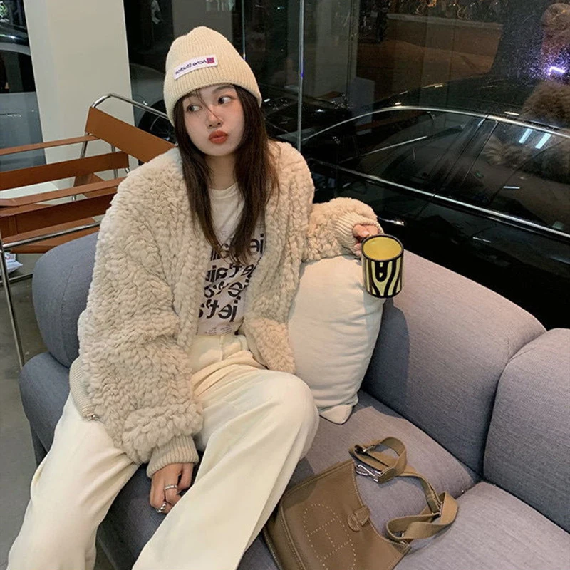 Faux Fur Coat Women White Faux Rabbit Fur Hoodie 2022 New Winter High Quality Fleece Warm Long Fluffy Teddy Jacket Coat