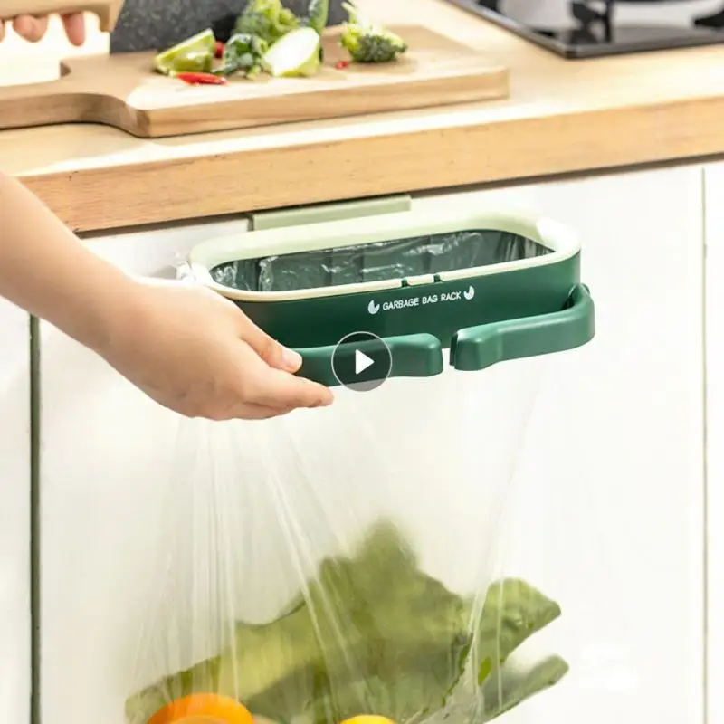 

Kitchen Plastic Garbage Bag Rack Hanging Garbage Organizer Portable Cabinet Door-back Garbage Trash Bag Bracket Rack Gadgets