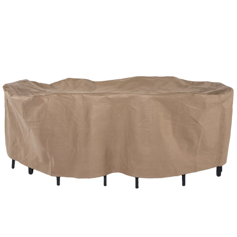 

Essential Rectangular/Oval Table Cover & Chair Set Cover - Water Resistant Outdoor Furniture Cover, 109"L x 84"W x 32"H, Latte