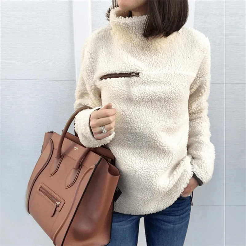 

Women Warm Lamb Wool Sweatshirts Autumn Winter Top Long Sleeve Plush Pullover Kpop Ladies Tops Women Clothes Fall Sweatshirt