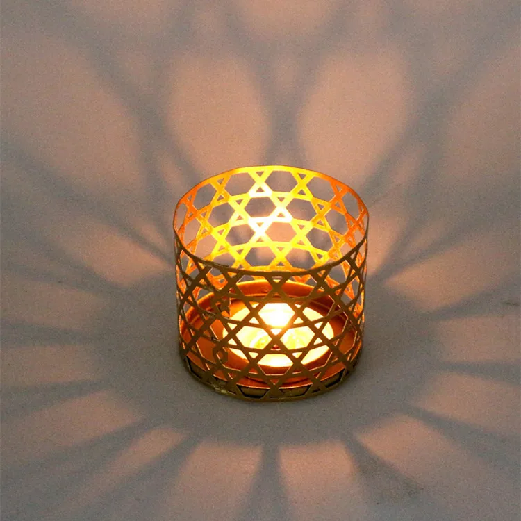 

Gold Candle Holder Hollow Metal Tealight Candlestick for Table Centerpiece East Nordic Home Decor