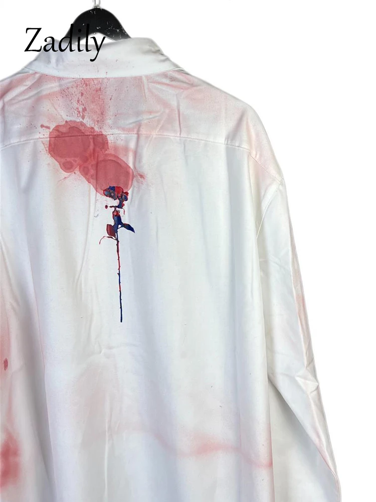 Женская блузка с длинным рукавом и принтом на пуговицах |