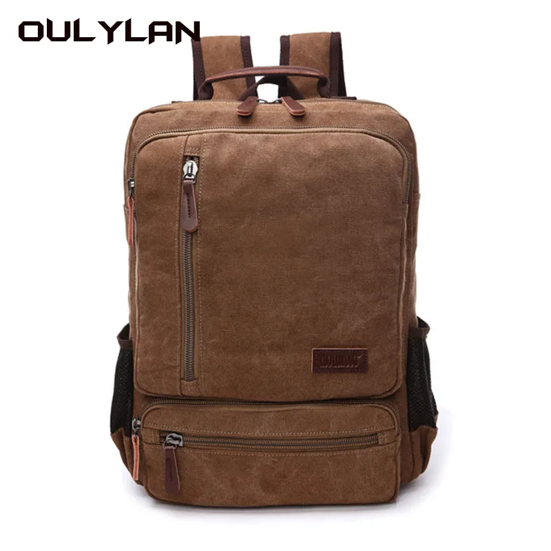 

Вместительный студенческий рюкзак на молнии для мужчин и женщин, дорожная ретро-сумка, портативный ранец для ноутбука, сумка для хранения