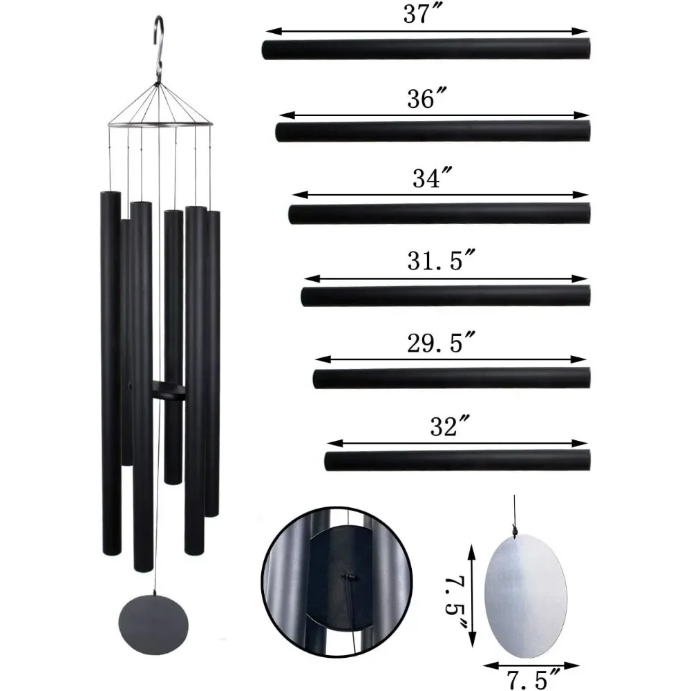 Колокольчики ветра 66 дюймов колокольчики глубокого тона для улицы с 6