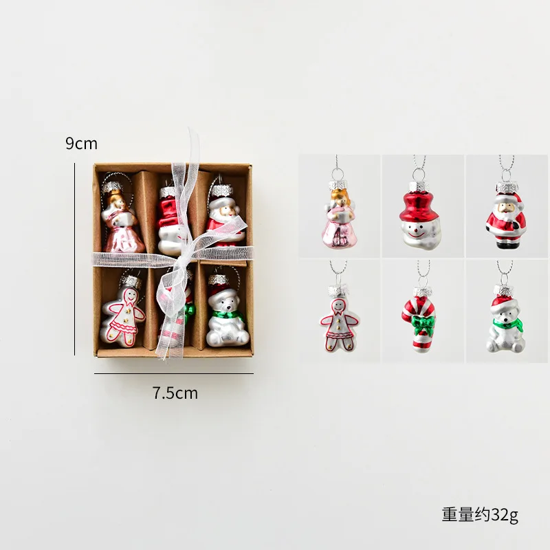Рождественское украшение Санта-Клаус Снеговик Украшение Рождественская елка Подвеска Креативная стеклянная живопись DIY Маленькая подвеска Подарочная коробка