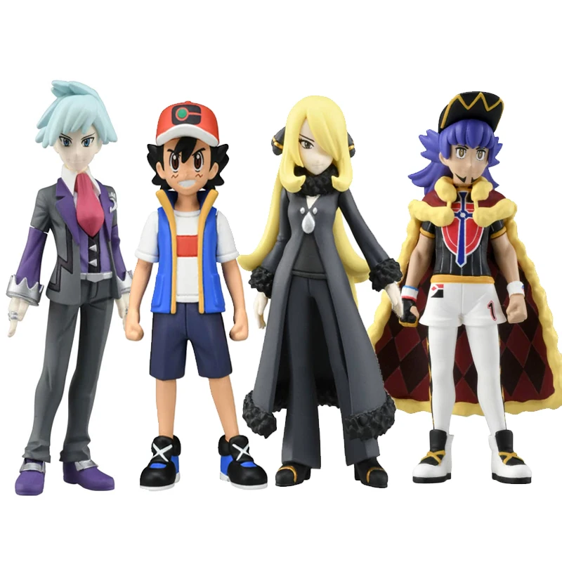 

TAKARA TOMY Genuine Pokemon Moncolle Trainer Collection Ash Ketchum Cynthia Steven Stone Leon Anime Action Figure Toys for Kids