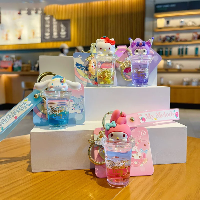 

Kawaii Sanrio Hello Kitty Kuromi My Melody Cinnamoroll Cartoon Image Keychain Tidal Current Exquisite Bag Pendant Adornment Gift