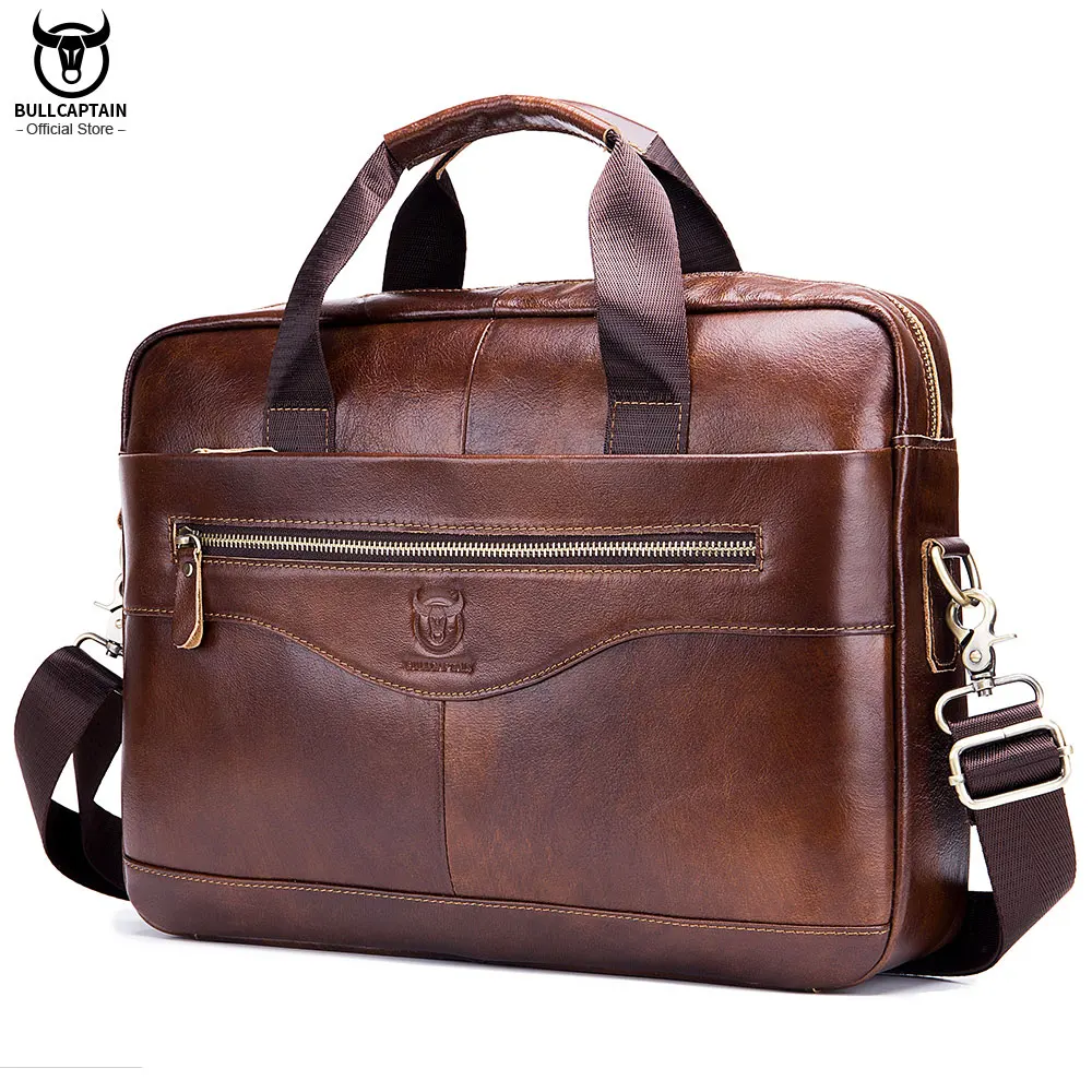 

BULLCAPTAIN new fashion cowhide men's business briefcase / leather retro men's crossbody bag / casual business bag / handb