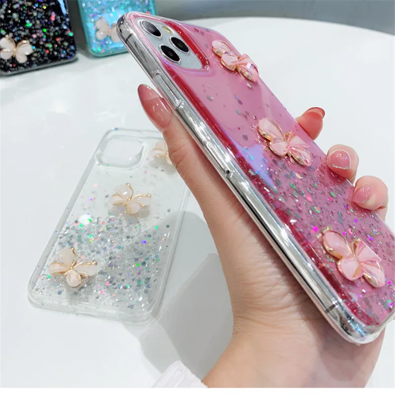 Glitter Stars Diamond Butterfly Soft Phone Case For Huawei honoe X8 Back Cover Honor 7X 8X 9X 8A 9A 9C 10I 20 Lite Play3 Y9S images - 6