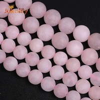 matte pink rose quartz crystal beads natural stone round beads for jewelry making diy charms bracelets accessories 4 6 8 10 12mm