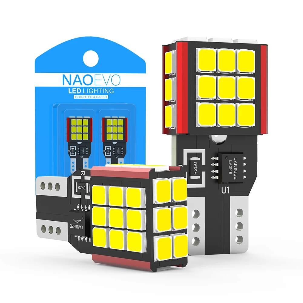 

Светодиодная Лампа NAO T15 W16W 15W 1500LM 921 30SMD 3030, Суперяркая, Белая, 12V, Без Ошибок
