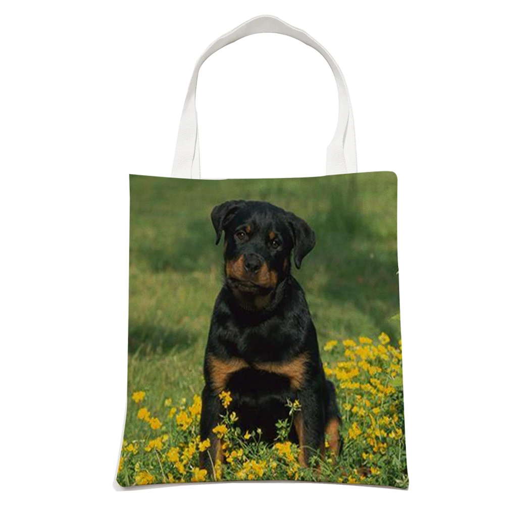 Сумка-тоут женская Двусторонняя холщовая с принтом животного |