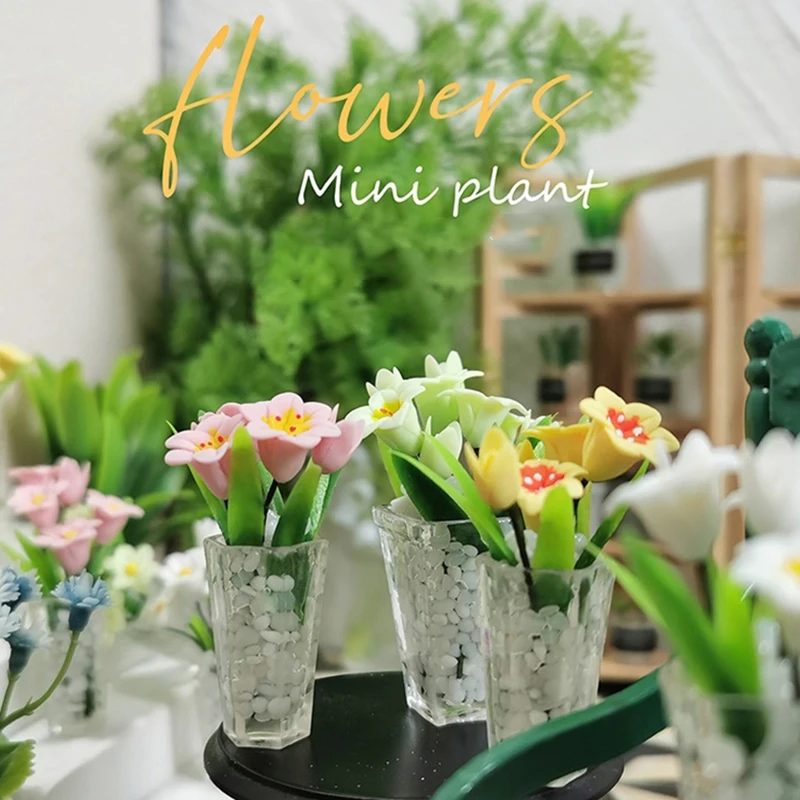 Миниатюрное растение в горшке для декоративного украшения кукольного домика